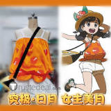 Pokemon Ultra Sun Ultra Moon Heroine Selene Orange White Cosplay Costume Hat Bag