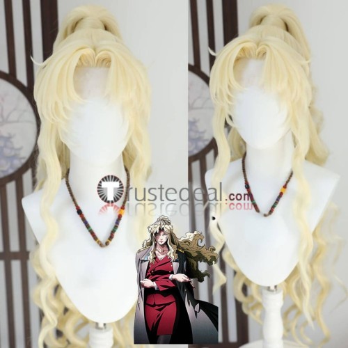Black Lagoon Balalaika Curly Blonde Ponytail Styled Lace Front Cosplay Wig