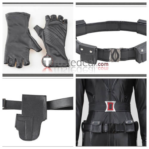 The Avengers 1 Black Widow Natasha Romanoff Black Jumpsuit Bodysuit Set Cosplay Costume