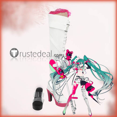 Vocaloid Hatsune Miku Racing Miku 2025 Pink White Suit Cosplay Costume