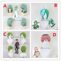 Pokemon Scarlet and Violet Gym Leader Brassius Ortega Gallade Gardevoir Gijinka Pink Green Styled Cosplay Wig