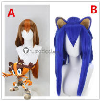 Sonic The Hedgehog Sticks the Badger Blue Brown Prestyled Cosplay Wig