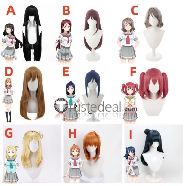 Love Live Sunshine Aqours Chika Dia Riko Kanan You Yoshiko Cosplay Wig