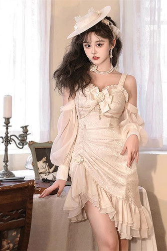 The Camellia White Fishtail JSK Set Formal Dress
