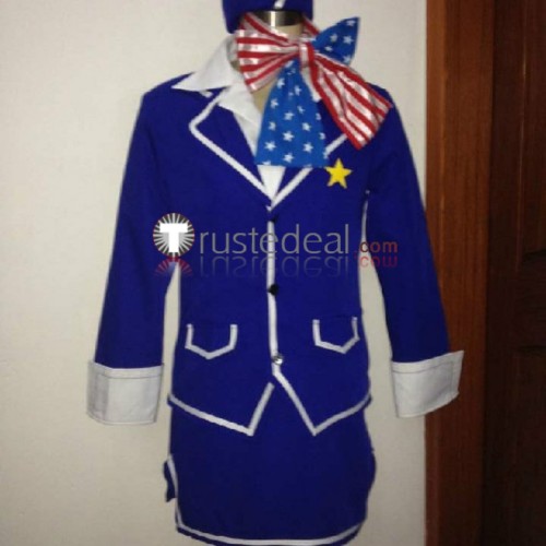Hetalia Axis Powers America USA Flight Attendant Genderbend Female Cosplay Costume