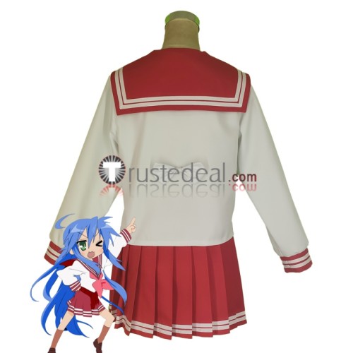 Lucky Star Kagami Hiiragi Konata Izumi Miyuki Takara Winter Red School Uniform Cosplay Costume