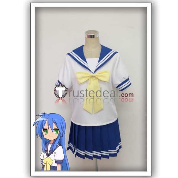 Lucky Star Kagami Hiiragi Konata Izumi Miyuki Takara Yutaka Summer Blue School Uniform Cosplay Costume