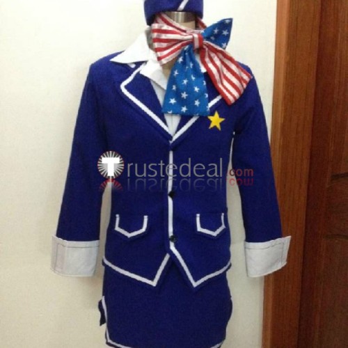 Hetalia Axis Powers America USA Flight Attendant Genderbend Female Cosplay Costume
