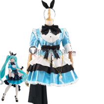 Vocaloid Miku Alice Maid Dress Blue White Cosplay Costume