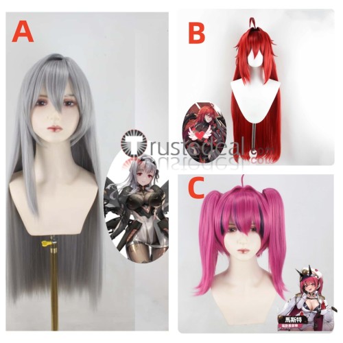 Goddess of Victory Nikke Mast Nihilister Modernia Styled Red Pink Gray Cosplay Wig
