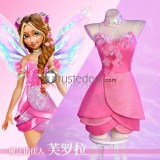 Winx Club The Magic is Back Bloom Flora Pink Flowers Blue Dress Cosplay Costume