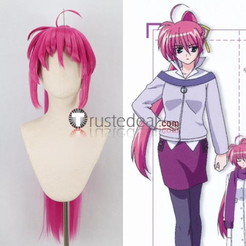 Magical Girl Lyrical Nanoha Signum Pink Ponytail Fate Testarossa Hayate Yagami Blonde Brown Styled Cosplay Wig