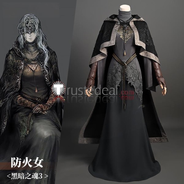 Dark Souls 3 NPC The Fire Keeper Black Gothic Cosplay Costume