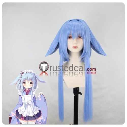 Amairo Chocolate Momose Kaguya Blue Styled Cosplay Wig Ears