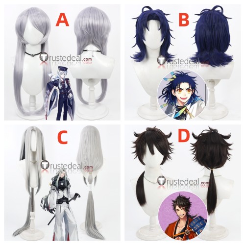Touken Ranbu Hakusan Yoshimitsu Taikogane Sadamune Mutsunokami Yoshiyuki Himetsuru Ichimonji Silver Blue Golden Cosplay Wig