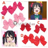 Love Live! Nico Yazawa Red Pink Hair Bows Cosplay Headdress Accessories