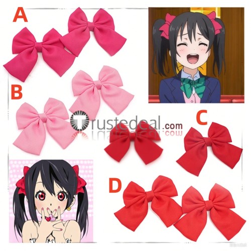 Love Live! Nico Yazawa Red Pink Hair Bows Cosplay Headdress Accessories