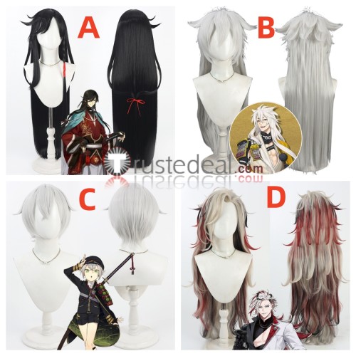 Touken Ranbu Izuminokami Kanesada Kogitsunemaru Hotarumaru Himetsuru Ichimonji Black Grey Cosplay Wig