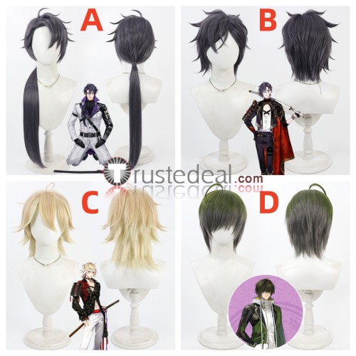 Touken Ranbu Nikkou Ichimonji Akashi Kuniyuki Nansen Ichimonji Kuwana Gou Dark Grey Gloden Cosplay Wig