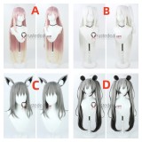 Blue Archive Sunaookami Shiroko Urawa Hanako Chidori Michiru  Tsukiyuki Miyako Pink Grey Cosplay Wig Ears