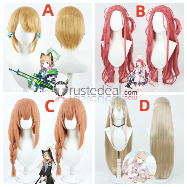 Blue Archive Saiba Midori Yuzu Hanaoka Iochi Mari Kirifuji Nagisa Golden Pink Cosplay Wig