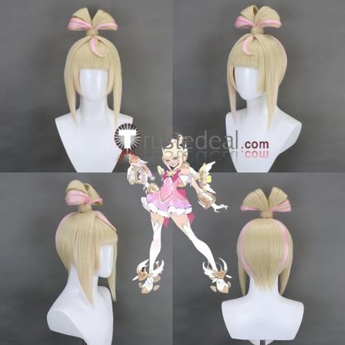 Overwatch 2 Mythic Skin Juno Hear of Hope Juno Kiriko Golden Blonde Highlights Styled Cosplay Wig