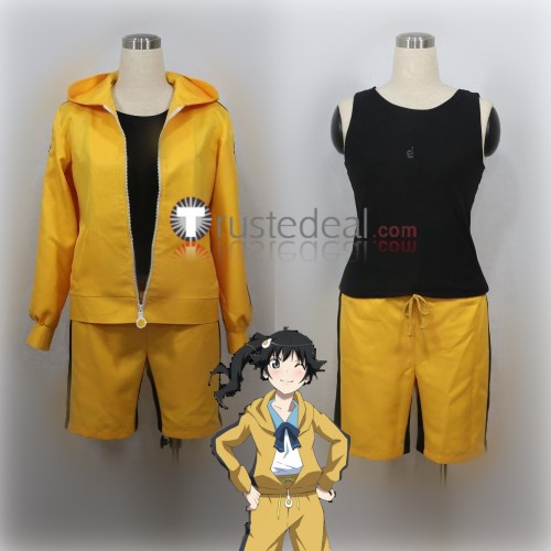 Monogatari Nisemonogatari Karen Araragi Cosplay Yellow Sports Set Cosplay Costume