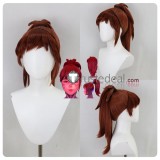 Overwatch D.Va Hanzo Juno Dark Brown Purple Styled Cosplay Wig