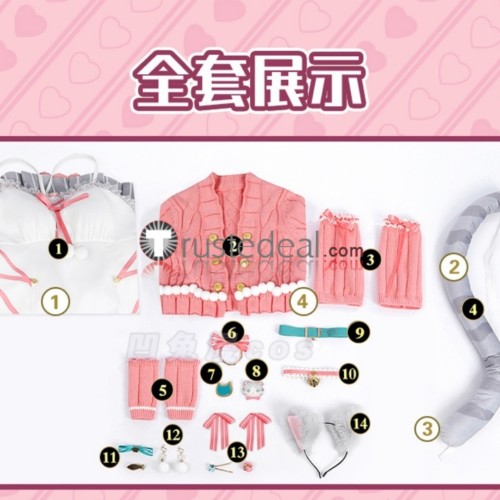 Love Live! Nozomi Tojo Lovely Scottish Fold Pink Dress Cosplay Costume