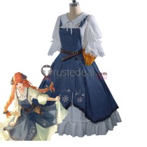 Arknights Echo of Bagpipes Denim Blue White Dress Cosplay Costume