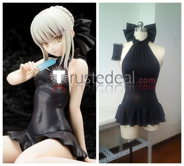 Fate Stay Night Saber Black Swimming Cosplay Costume