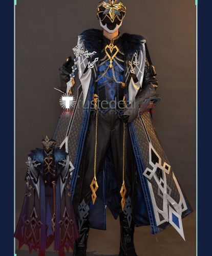 Genshin Impact II Capitano The Captain Black Grey Set Cosplay Costume