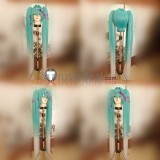 Vocaloid Miku 2025 Racing Blue Green Silver Ponytails Styled Cosplay Wig