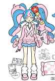Pokemon feat. Hatsune Miku Project Voltage Mismagius Kricketune Jigglypuff Chatot Highlights Blue Pink Styled Cosplay Wig
