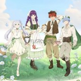 Frieren Beyond Journey's End KFC Collaboration Frieren Fern Stark Himmel Green Beige Cosplay Costume