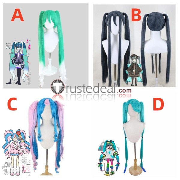 Pokemon feat. Hatsune Miku Project Voltage Mismagius Kricketune Jigglypuff Chatot Highlights Blue Pink Styled Cosplay Wig