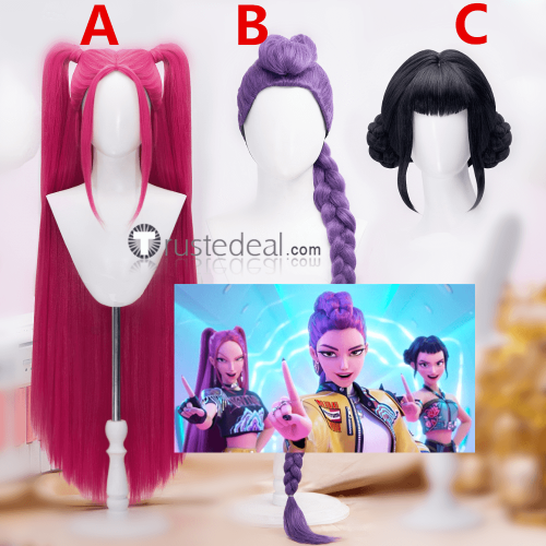 KPop Demon Hunters Film Rumi Mira Zoey Black Pink Purple Cosplay Wig 2