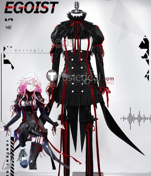 Guilty Crown EGOIST Inori Yuzuriha Black Gothic Cosplay Costume
