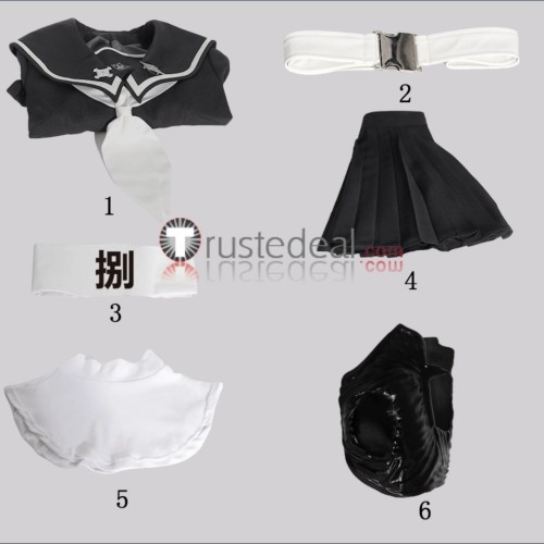 The Hundred Line Last Defense Academy Tsukumo Kako Black Combat Cosplay Costume
