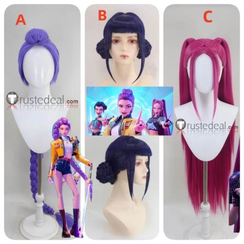KPop Demon Hunters Film Rumi Mira Zoey Blue Black Pink Purple Styled Cosplay Wig