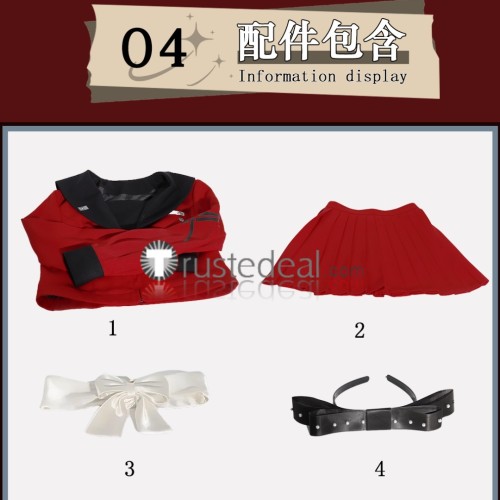 The Hundred Line Last Defense Academy Tsukumo Kako Uniform Red Cosplay Costume