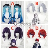 The Hundred Line Last Defense Academy Amemiya Darumi Eito Aotsuki Tsukumo Ima Takumi Sumino Blue Grey Purple Red Cosplay Wig