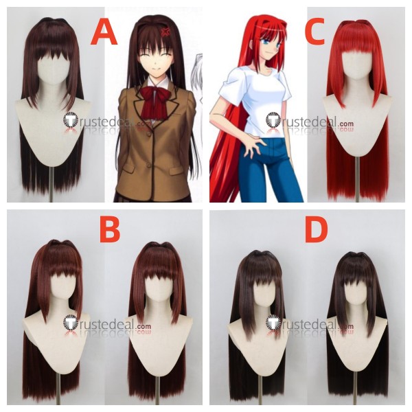 Tsukihime Aoko Aozaki Brown Red Styled Cosplay Wig