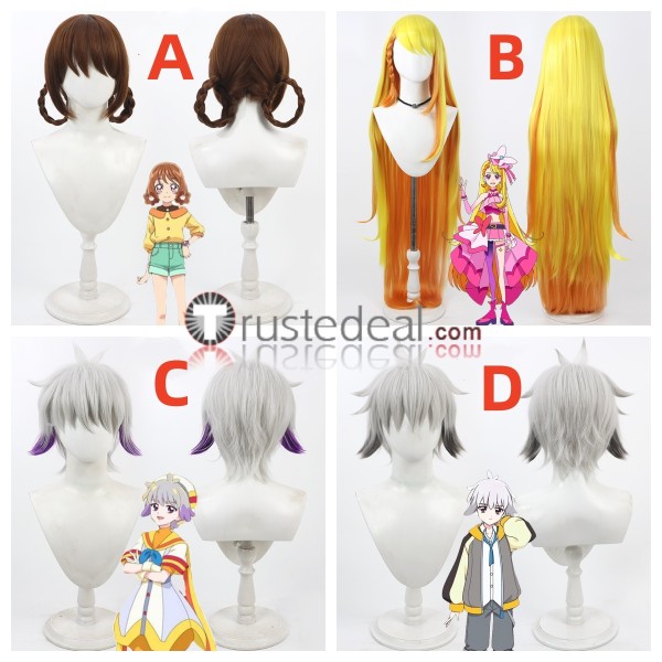 Pretty Cure Hanamichi Ran Hijiri Ageha Toyama Daifuku Gijinka Brown Yellow Grey Cosplay Wig