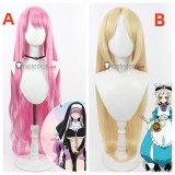 Mahou Shoujo ni Akogarete Gushing Over Magical Girls Sister Gigant Nero Alice Pink Golden Cosplay Wigs