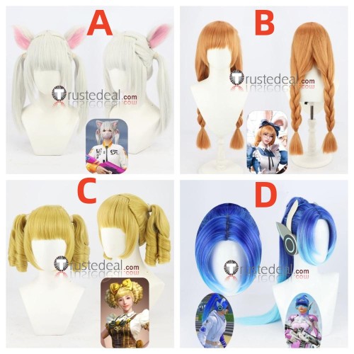 Game For Peace Silver Tiger Bunny Sweet Chocolate Rocket Girls 101 Gery Orange Yellow Blue Cosplay Wigs