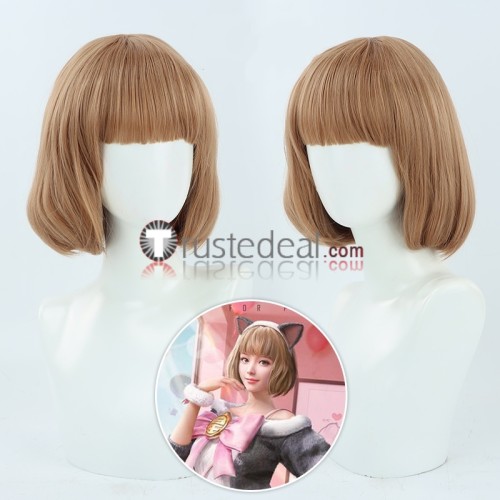 Game For Peace Supremo Cat SS19 Season Skin Brown BOBO Purple Cosplay Wig