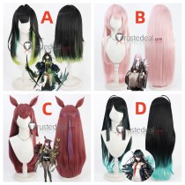 Arknights Mon3tr Lemuen Ray Dusk Black Pink Red Cosplay Wigs