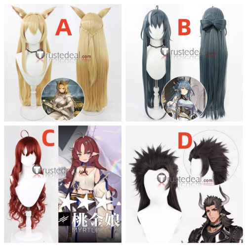 Arknights Horn Rita Scarmanderos Ling Myrtle Matterrhorn Golden Blue Red Black Cosplay Wigs
