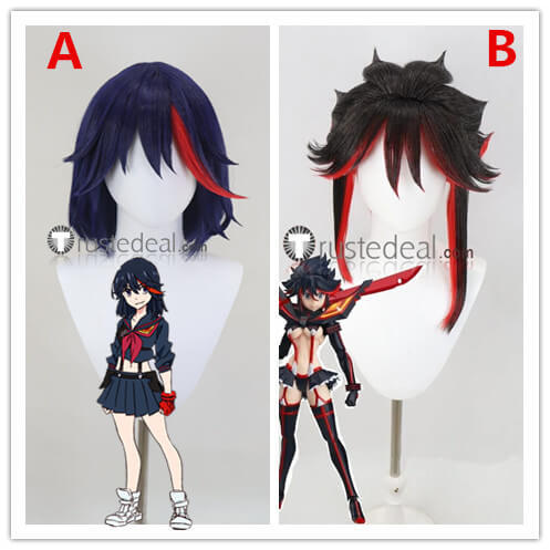 KILL la KILL Ryuko Matoi Fighting Kamui Senketsu Styled Black Blue Red Cosplay Wig